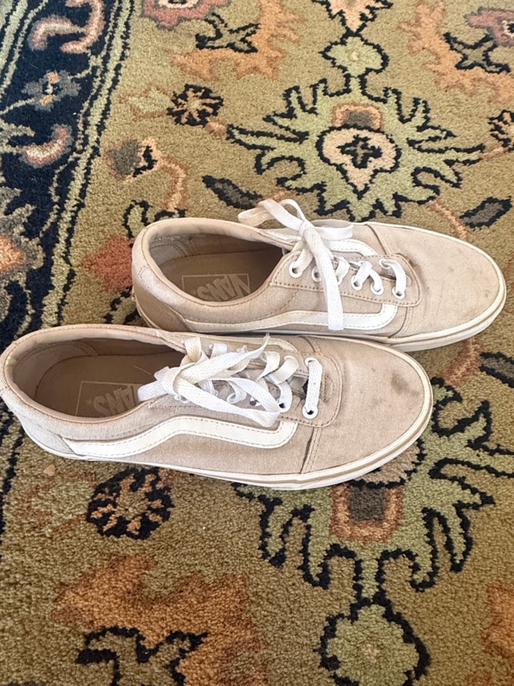 Vans Low-Top Canvas Sneakers in Beige and White